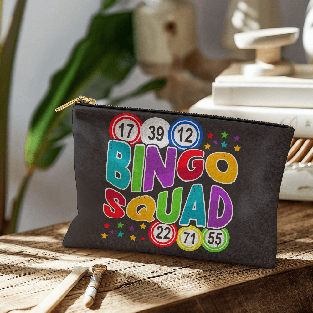 Bingo Squad – Small Fabric Zippered Pouch – Gift for Her - Gift for Him