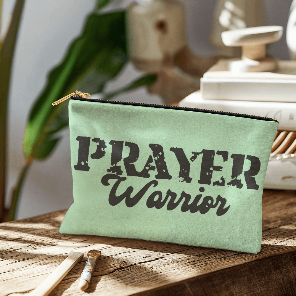 Prayer Warrior - Small Fabric Zippered Pouch - Gift for Her - Gift for Him