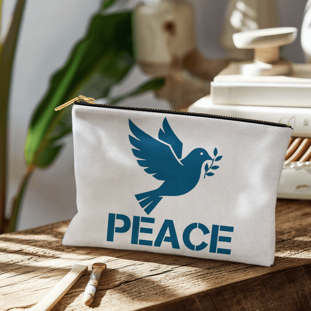 PEACE - Small Fabric Zippered Pouch - Gift for Her - Gift for Him