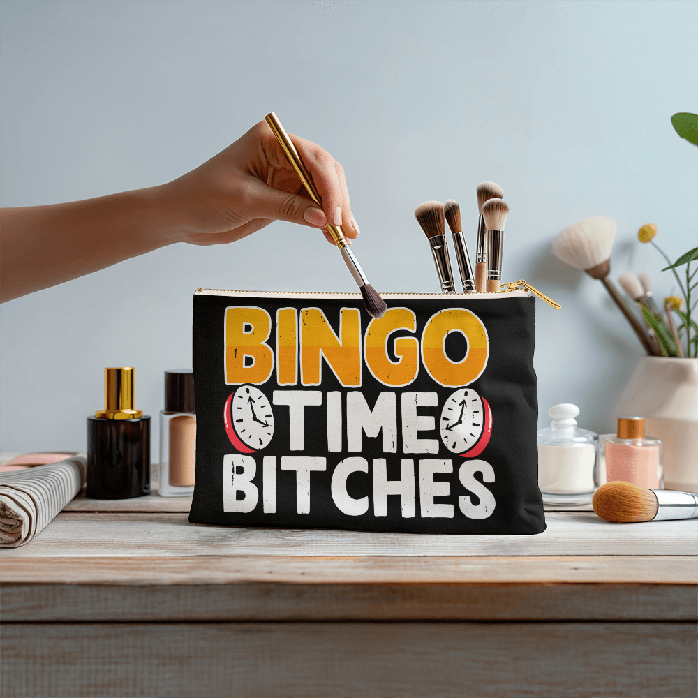 Bingo Time Bitches - Fabric Zippered Pouch Small - Gift for Her