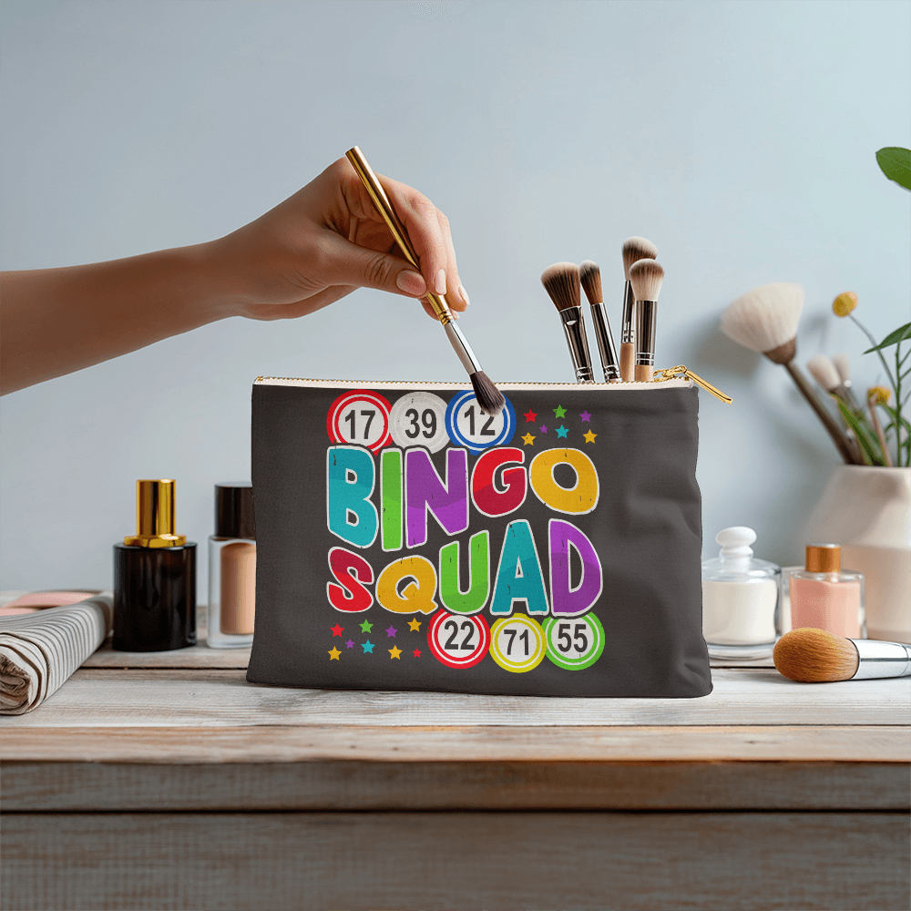 Bingo Squad – Small Fabric Zippered Pouch – Gift for Her - Gift for Him