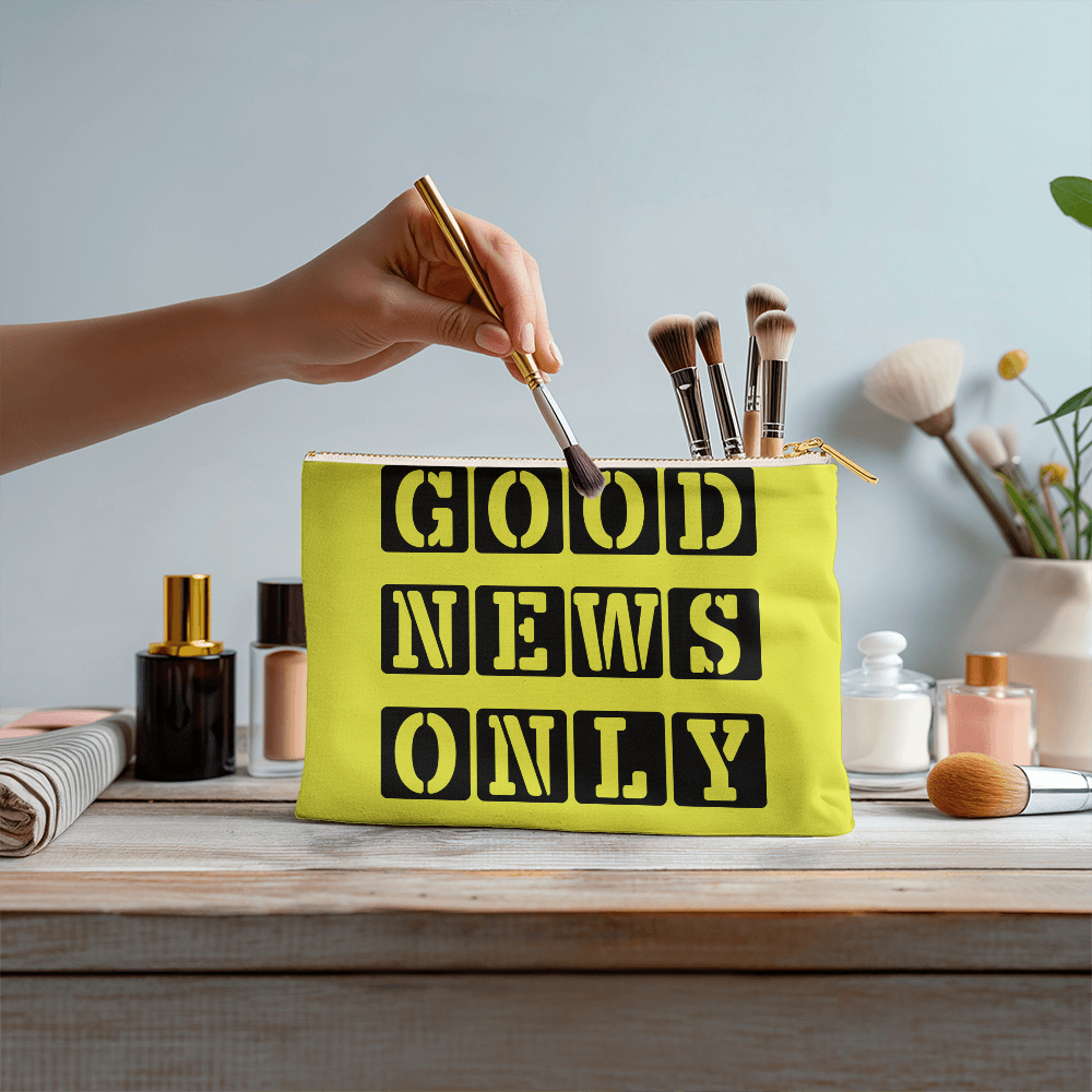 Good News Only - Small Fabric Zippered Pouch - Gift for Her - Gift for Him