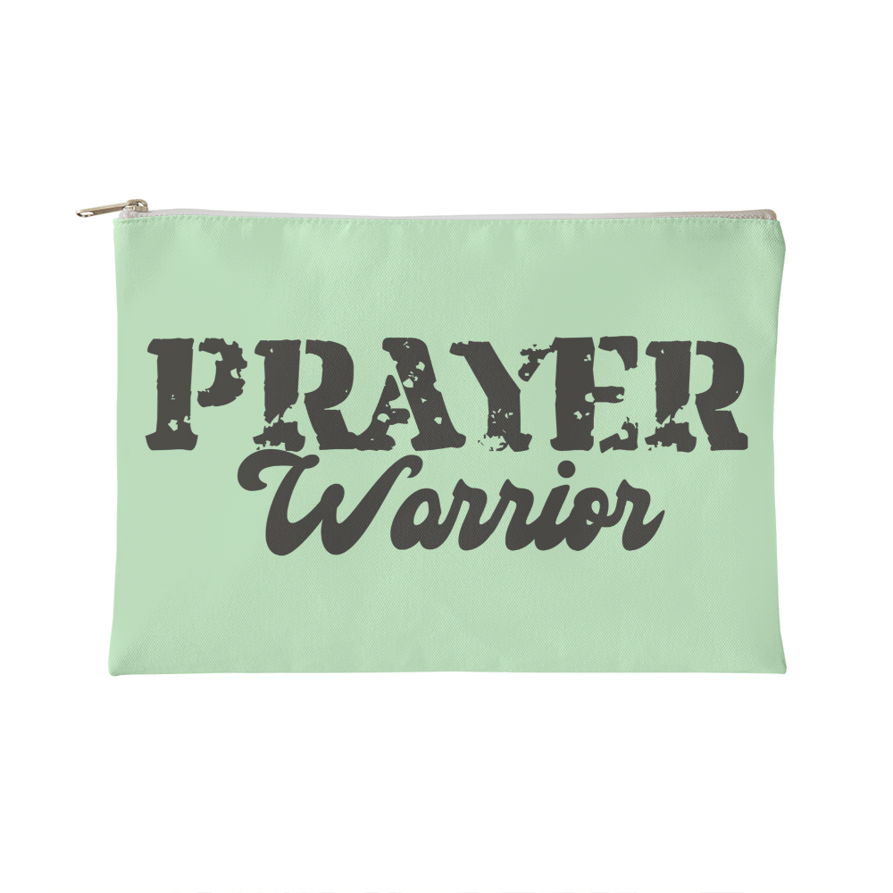 Prayer Warrior - Small Fabric Zippered Pouch - Gift for Her - Gift for Him