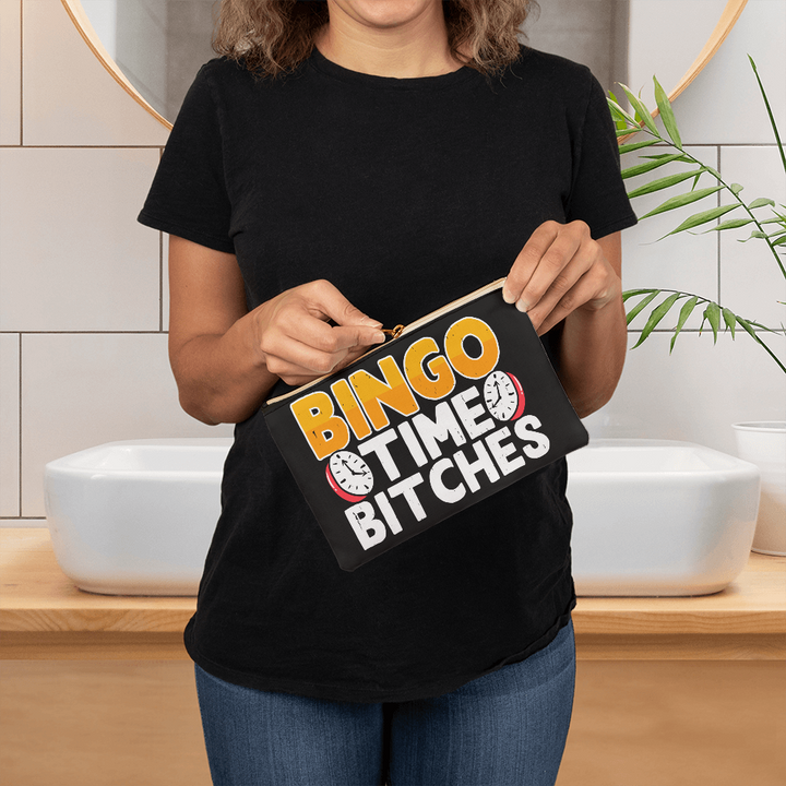 Bingo Time Bitches – Small Fabric Zippered Pouch – Gift for Her