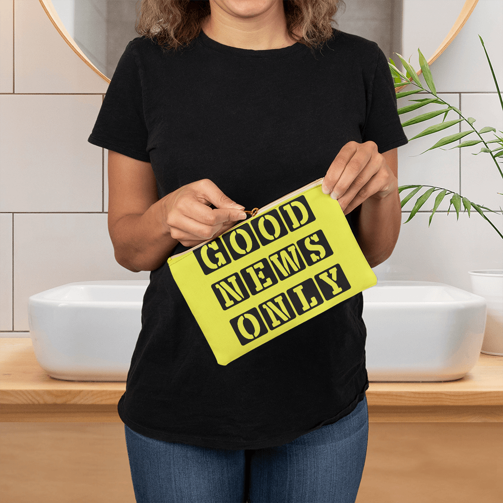 Good News Only - Small Fabric Zippered Pouch - Gift for Her - Gift for Him