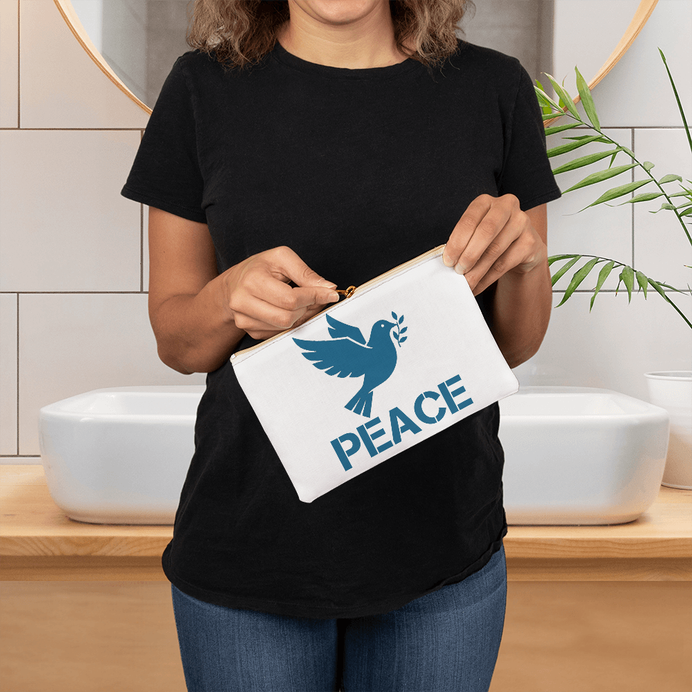 PEACE - Small Fabric Zippered Pouch - Gift for Her - Gift for Him