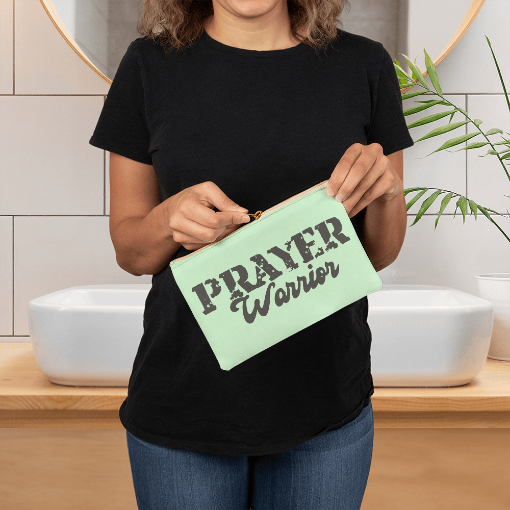 Prayer Warrior - Small Fabric Zippered Pouch - Gift for Her - Gift for Him