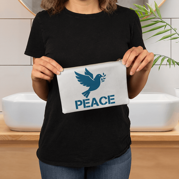 PEACE - Small Fabric Zippered Pouch - Gift for Her - Gift for Him