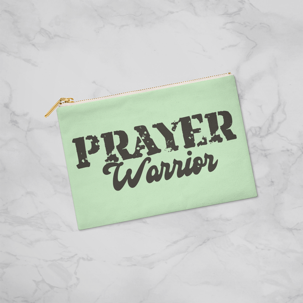 Prayer Warrior - Small Fabric Zippered Pouch - Gift for Her - Gift for Him