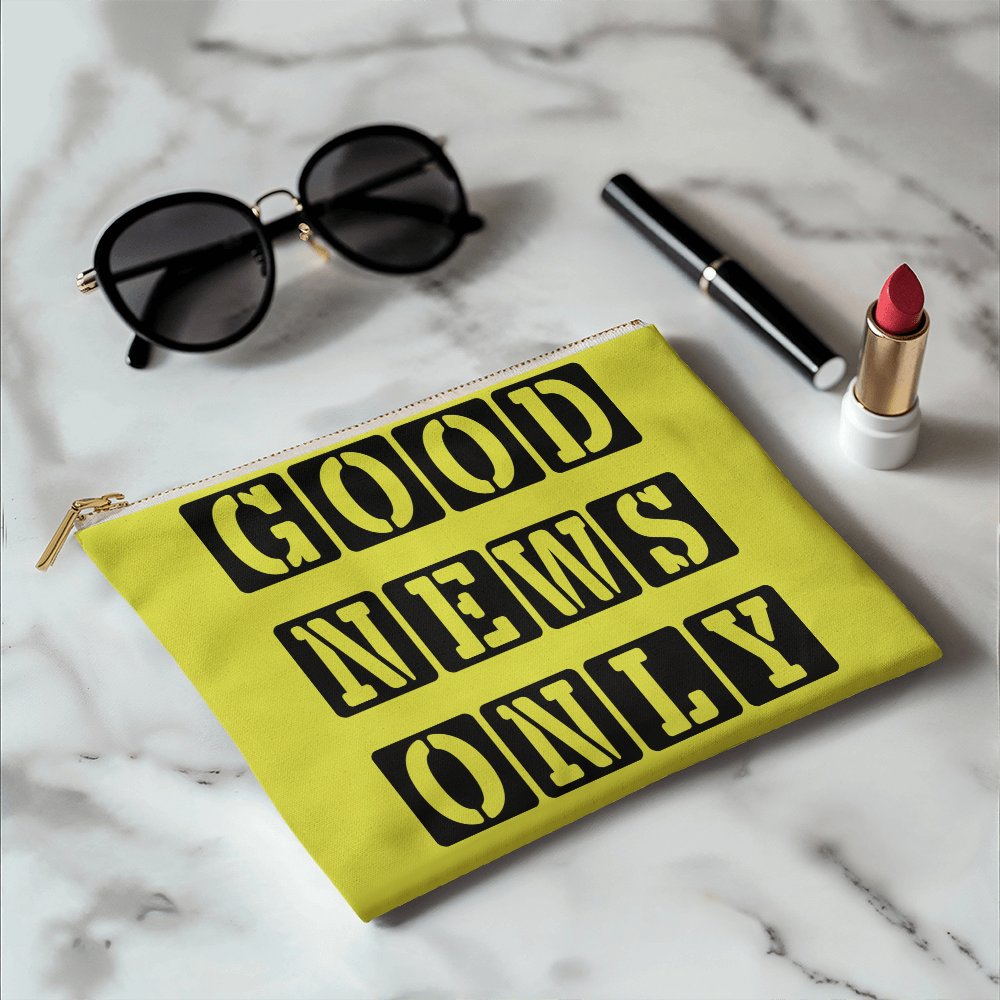 Good News Only - Small Fabric Zippered Pouch - Gift for Her - Gift for Him