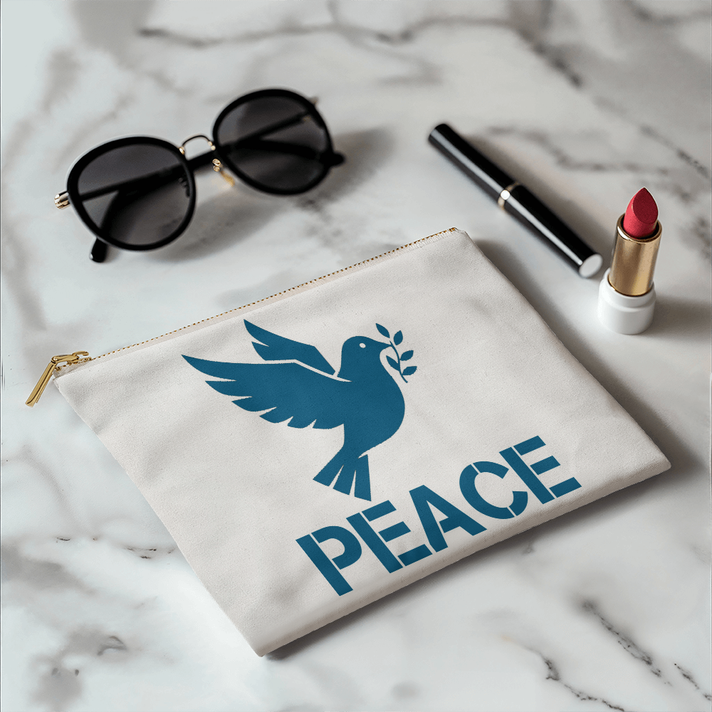 PEACE - Small Fabric Zippered Pouch - Gift for Her - Gift for Him