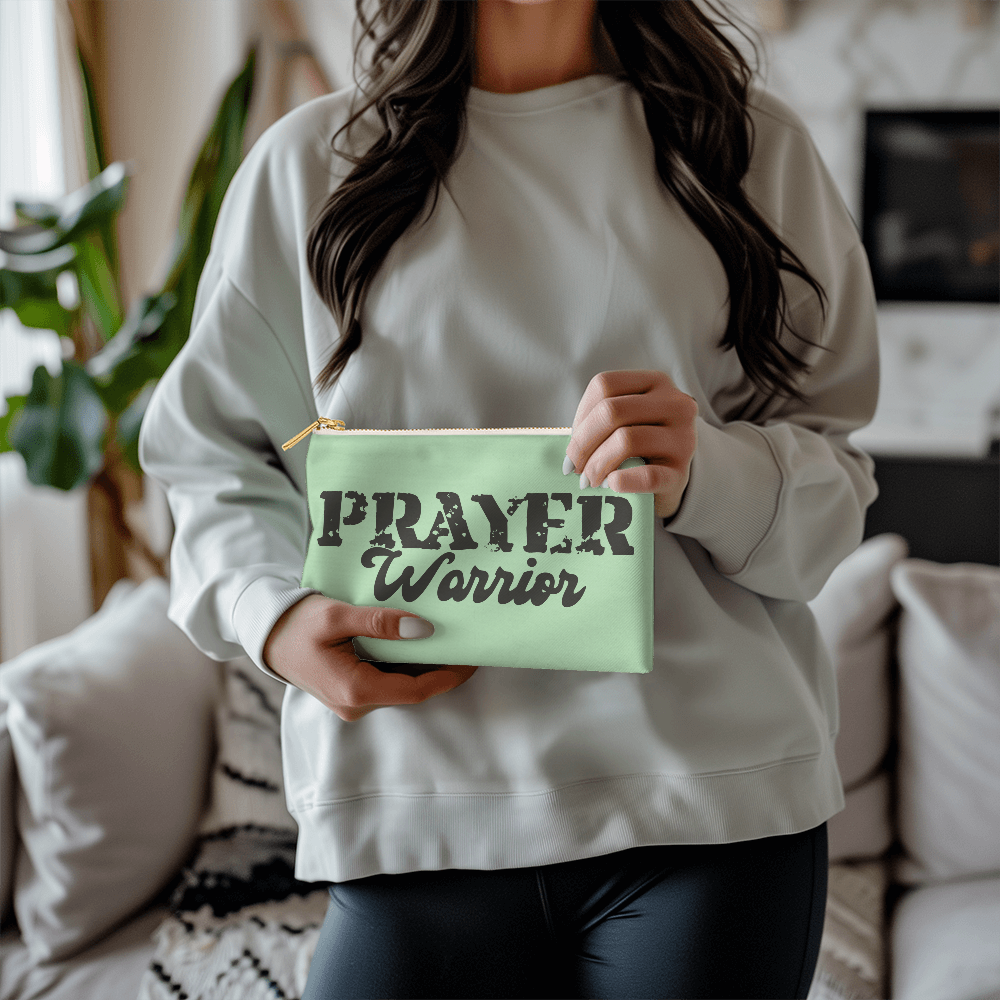 Prayer Warrior - Small Fabric Zippered Pouch - Gift for Her - Gift for Him