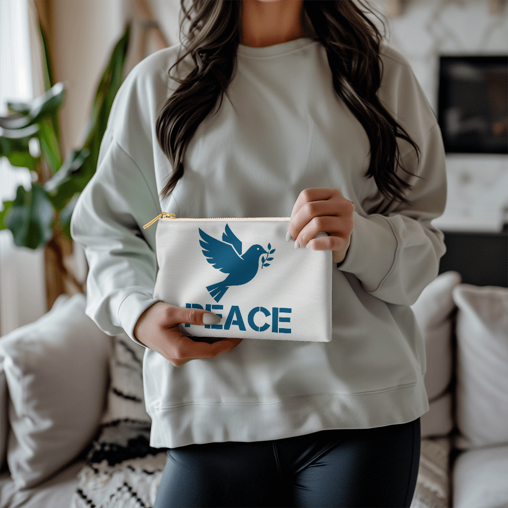 PEACE - Small Fabric Zippered Pouch - Gift for Her - Gift for Him