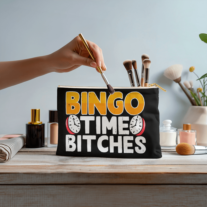 Bingo Time Bitches – Small Fabric Zippered Pouch – Gift for Her
