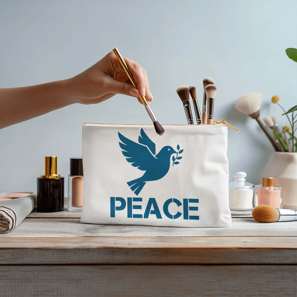 PEACE - Small Fabric Zippered Pouch - Gift for Her - Gift for Him