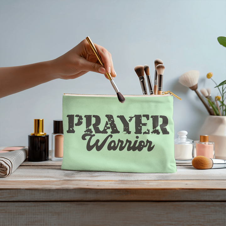 Prayer Warrior - Small Fabric Zippered Pouch - Gift for Her - Gift for Him
