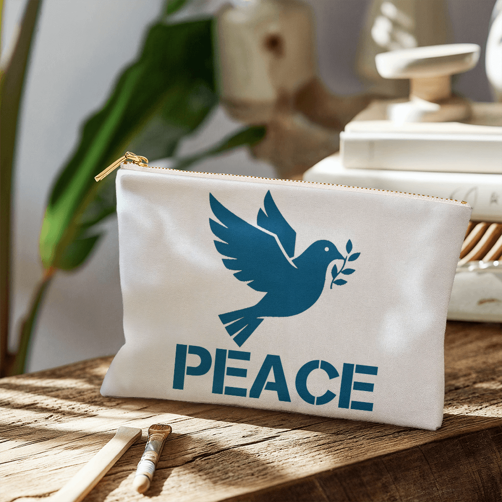PEACE - Small Fabric Zippered Pouch - Gift for Her - Gift for Him