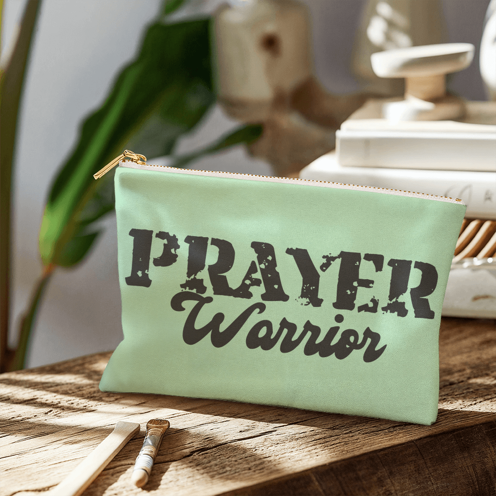 Prayer Warrior - Small Fabric Zippered Pouch - Gift for Her - Gift for Him