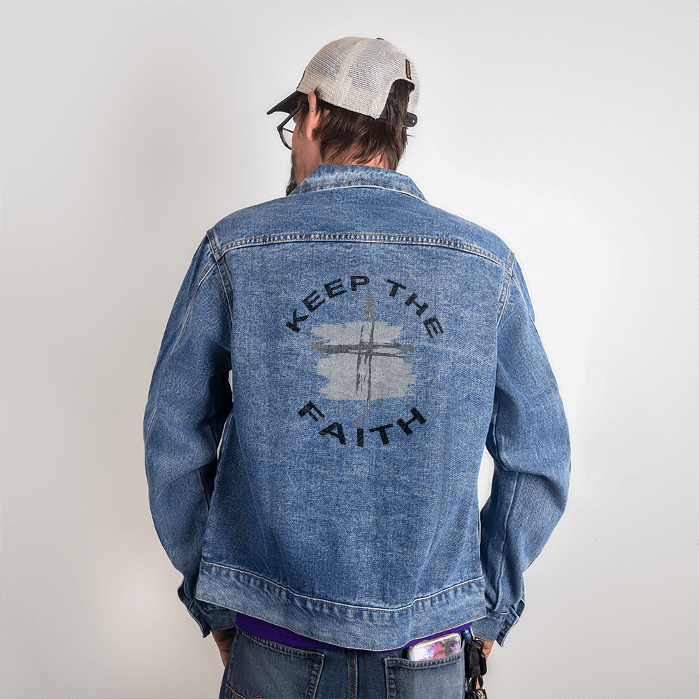 Keep The Faith - Men's DTG Denim Jacket - Gift for Him