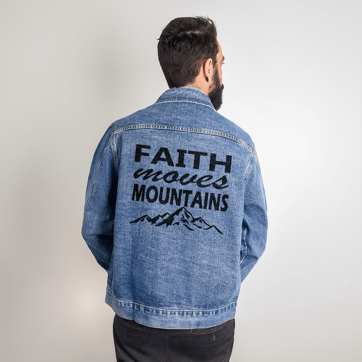 Faith Moves Mountains Denim Jacket – Gift for Him
