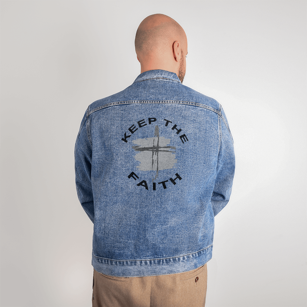 Keep The Faith - Men's DTG Denim Jacket - Gift for Him