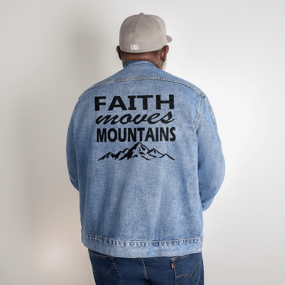 Faith Moves Mountains Denim Jacket – Gift for Him