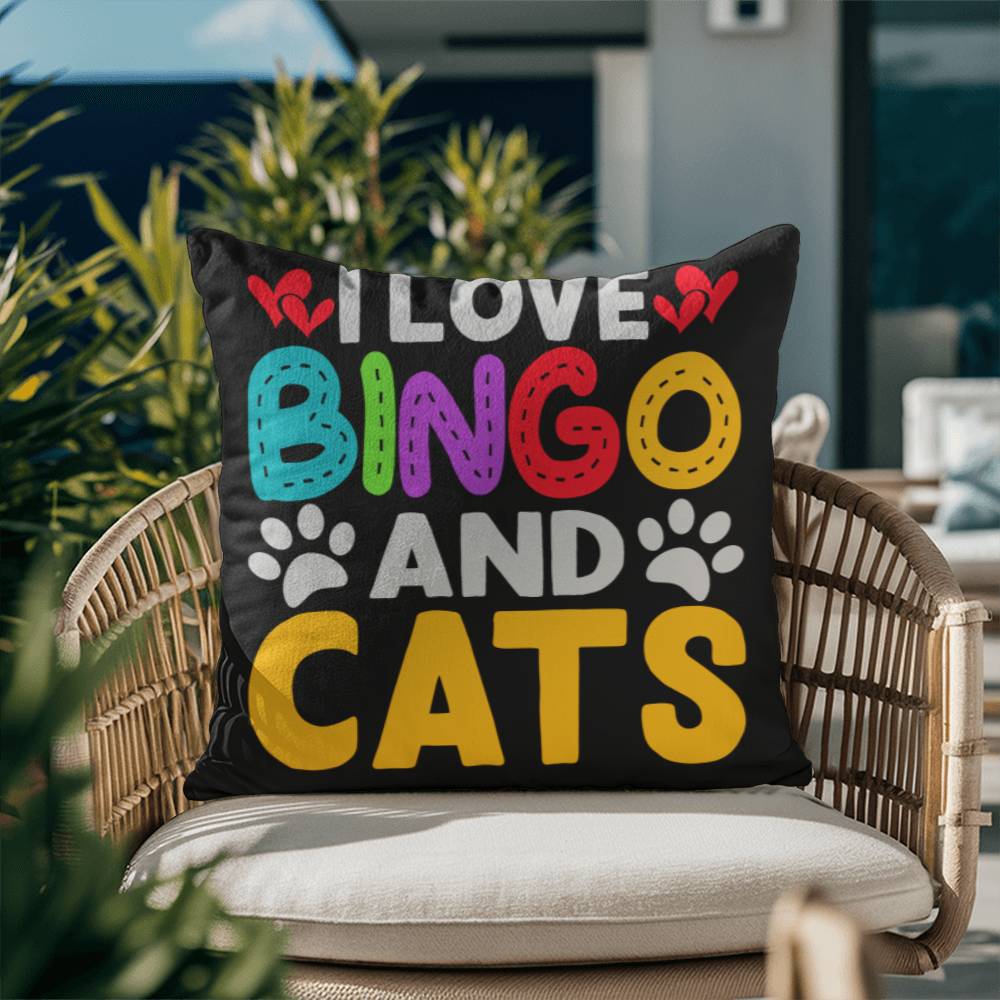 I Love Bingo And Cats - Classic Pillow Cover with Insert - Gift for Her - Gift for Him