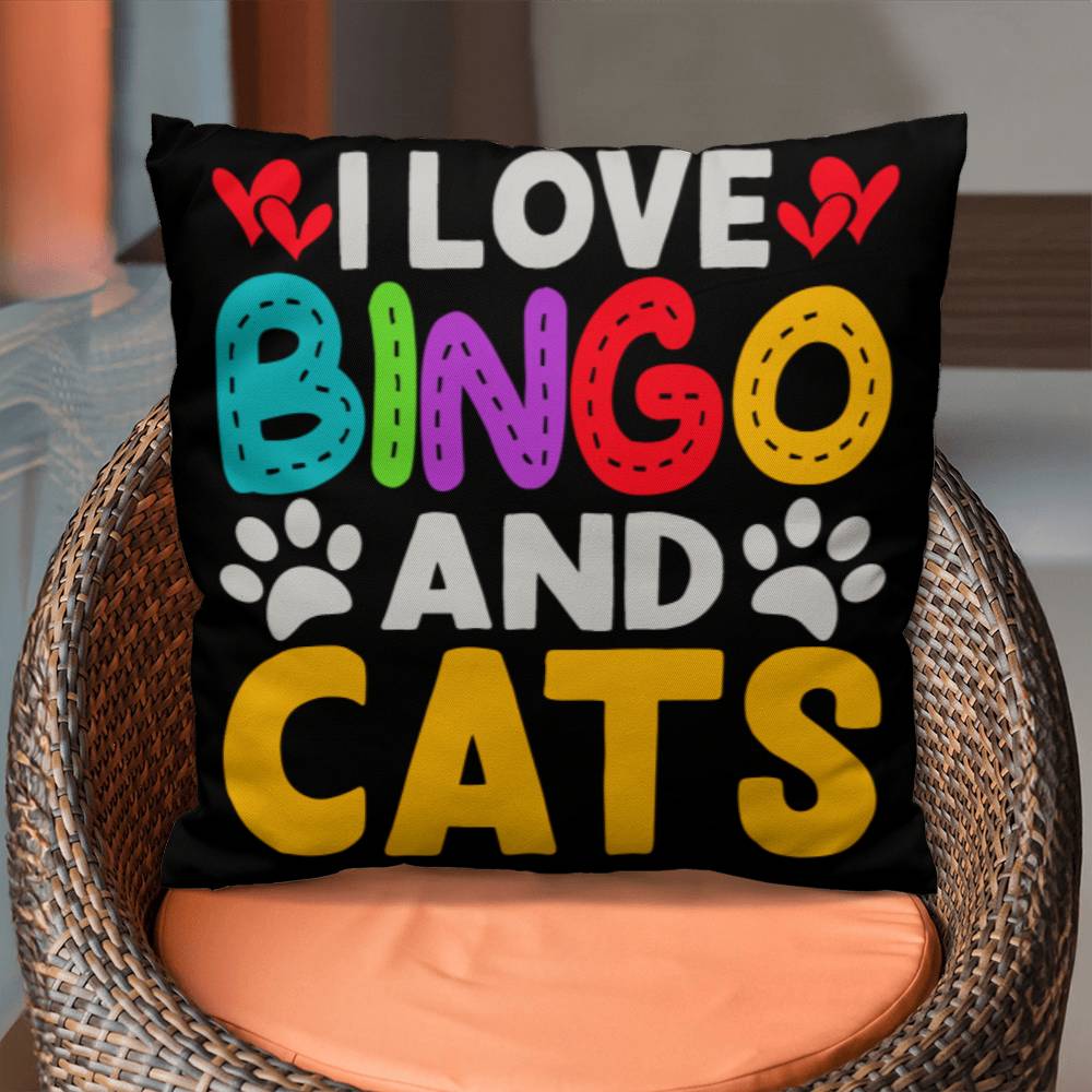 I Love Bingo And Cats - Classic Pillow Cover with Insert - Gift for Her - Gift for Him