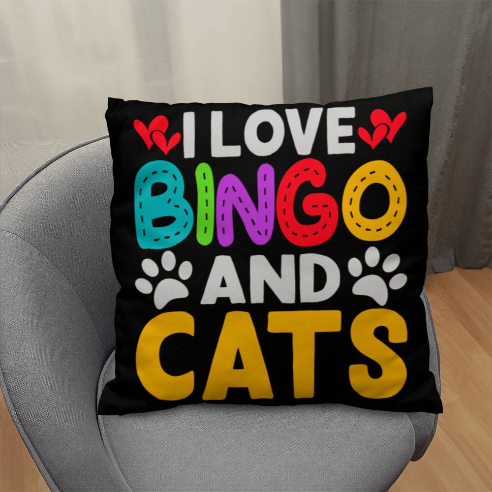 I Love Bingo And Cats - Classic Pillow Cover with Insert - Gift for Her - Gift for Him