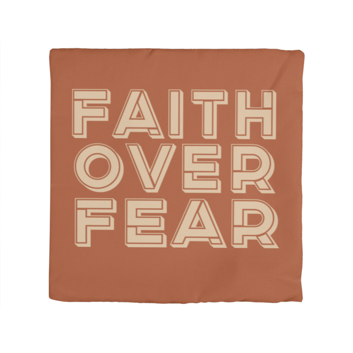 Faith Over Fear (Cream) Pillow Cover – Gift for Her - Gift for Him
