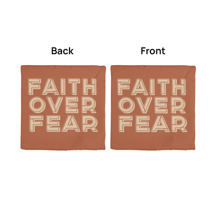 Faith Over Fear (Cream) Pillow Cover – Gift for Her - Gift for Him