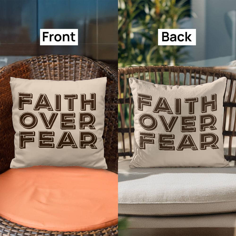 Faith Over Fear (Brown) Classic Pillow Cover – Gift for Her - Gift for Him