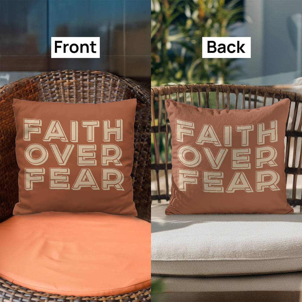 Faith Over Fear (Cream) Pillow Cover – Gift for Her - Gift for Him