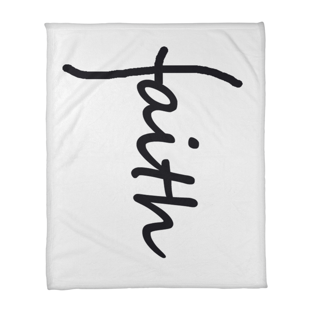 Faith (Black) - Coral Fleece Blanket (3:4) - Gift for Her - Gift for Him