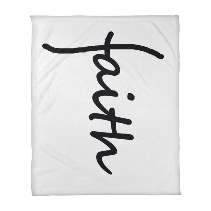 Faith (Black) – Coral Fleece Blanket – Gift for Her – Gift for Him