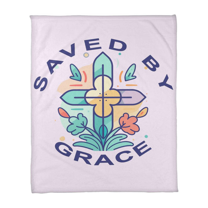 Saved By Grace Coral Fleece Blanket – Gift for Her