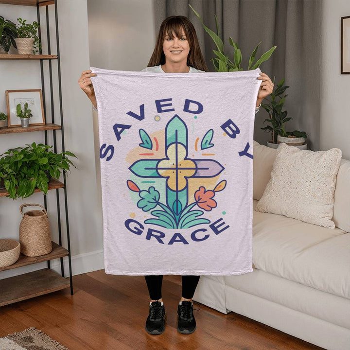 Saved By Grace Coral Fleece Blanket – Gift for Her