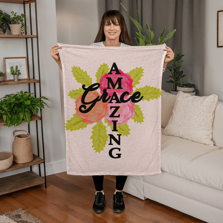 Amazing Grace Coral Fleece Blanket – Gift for Her