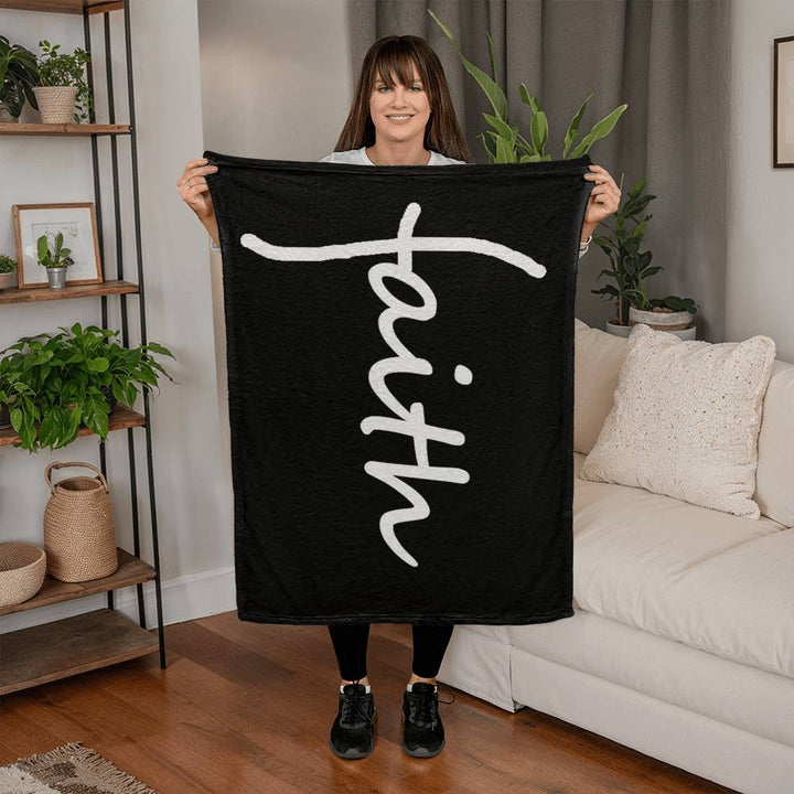 Faith (White) – Coral Fleece Blanket – Gift for Her – Gift for Him