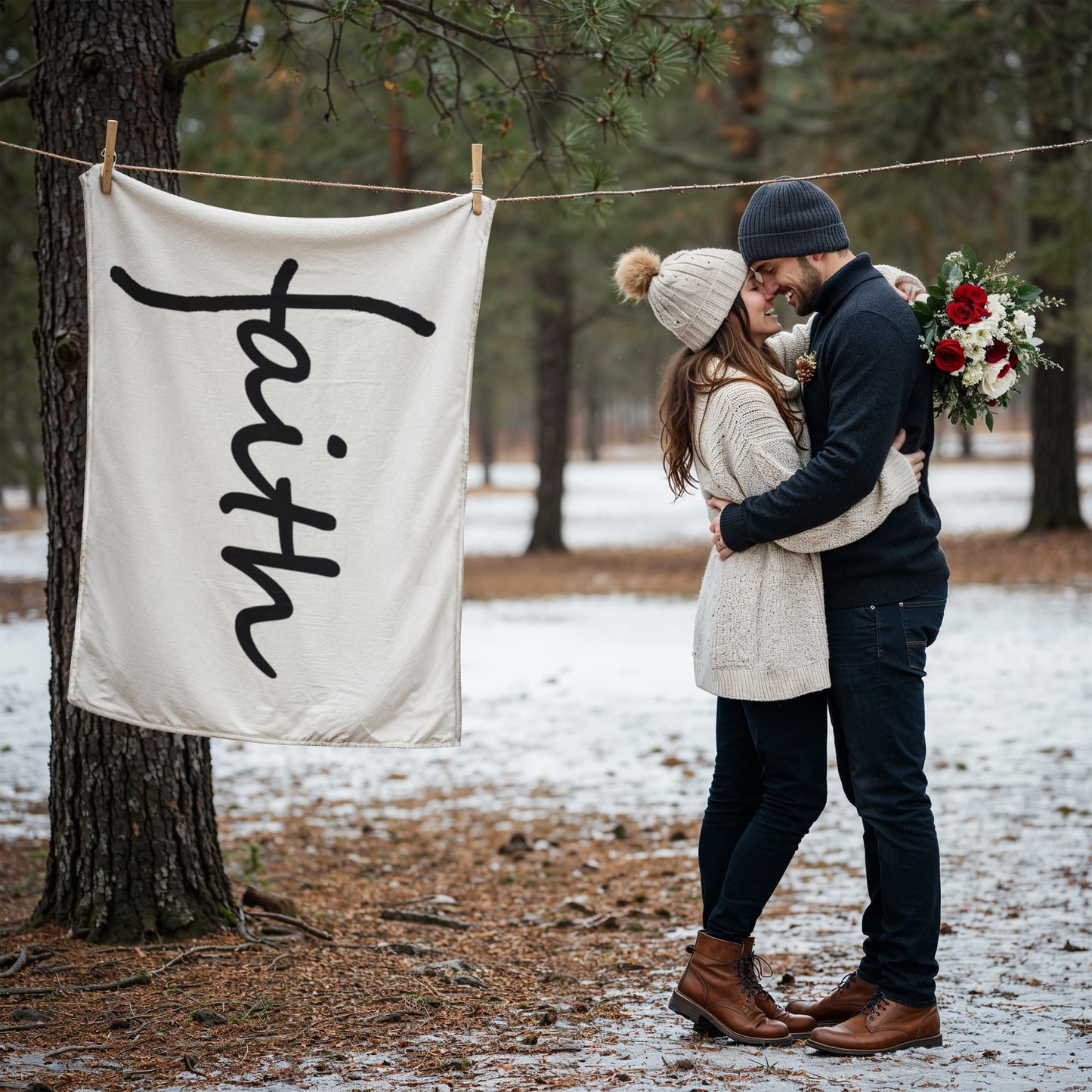 Faith (Black) - Coral Fleece Blanket (3:4) - Gift for Her - Gift for Him