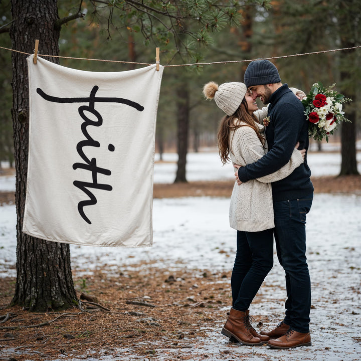 Faith (Black) – Coral Fleece Blanket – Gift for Her – Gift for Him