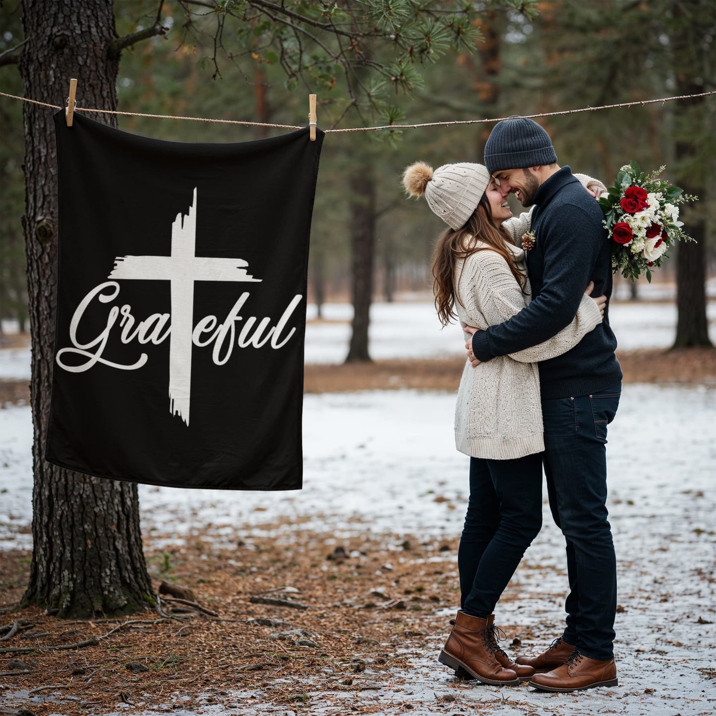 Grateful Coral Fleece Blanket – Gift for Her - Gift for Him