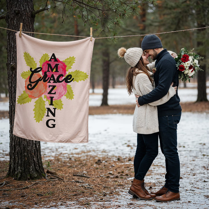 Amazing Grace Coral Fleece Blanket – Gift for Her