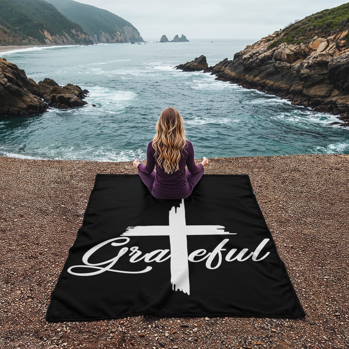 Grateful Coral Fleece Blanket – Gift for Her - Gift for Him