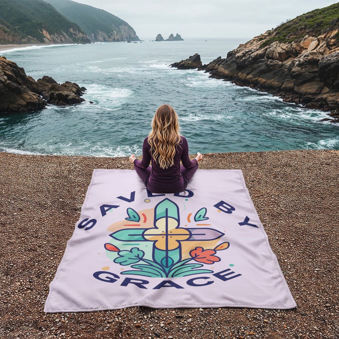 Saved By Grace Coral Fleece Blanket – Gift for Her