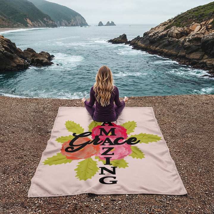 Amazing Grace Coral Fleece Blanket – Gift for Her