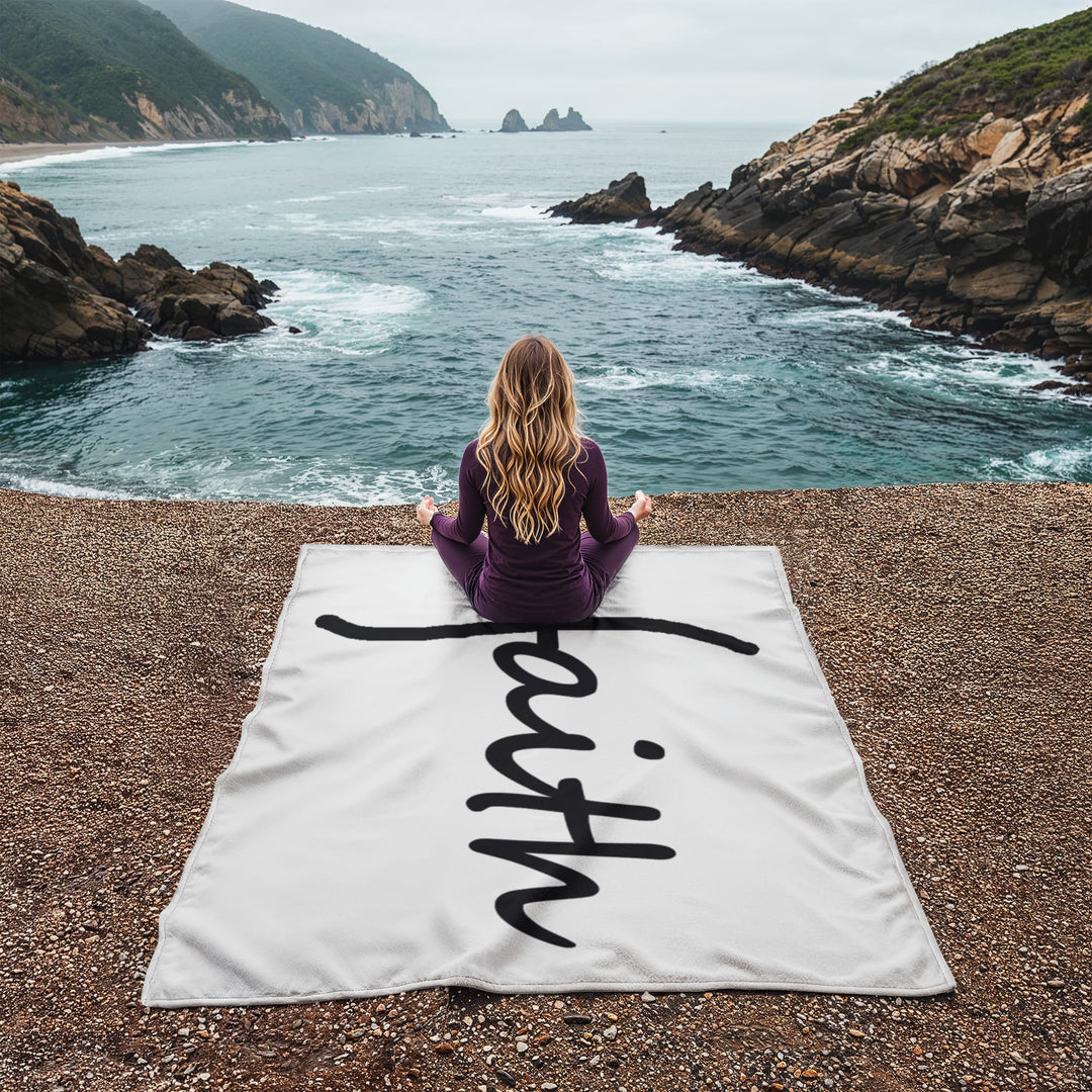 Faith (Black) – Coral Fleece Blanket – Gift for Her – Gift for Him