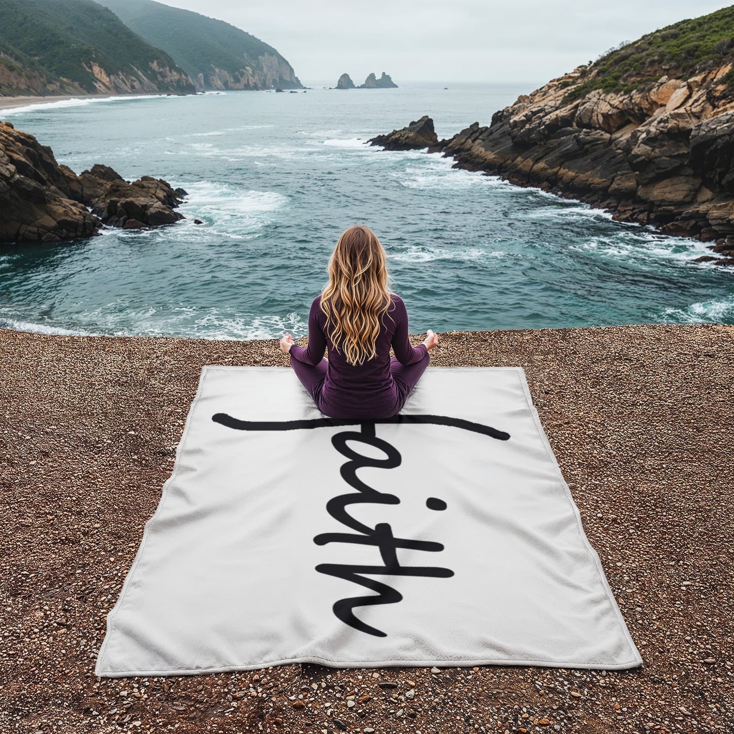 Faith (Black) - Coral Fleece Blanket (3:4) - Gift for Her - Gift for Him