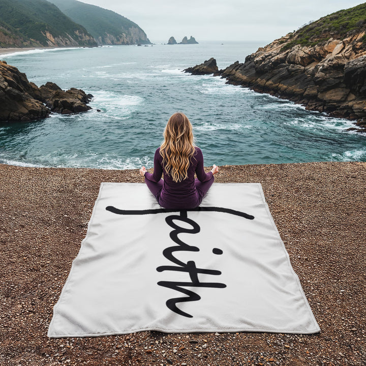 Faith (Black) – Coral Fleece Blanket – Gift for Her – Gift for Him