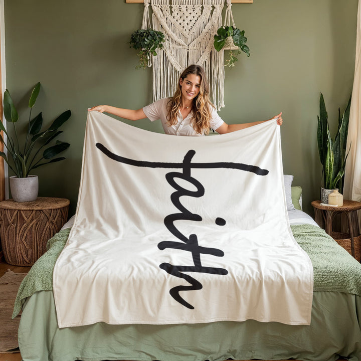 Faith (Black) – Coral Fleece Blanket – Gift for Her – Gift for Him